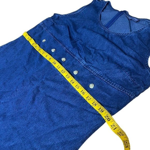Vintage 90’s y2k Mountain Lake Cotton Denim Jumper Overall Maxi Dress Size XL - Picture 8 of 11